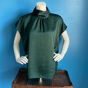 Ann Taylor Factory Dark Green Satin Top